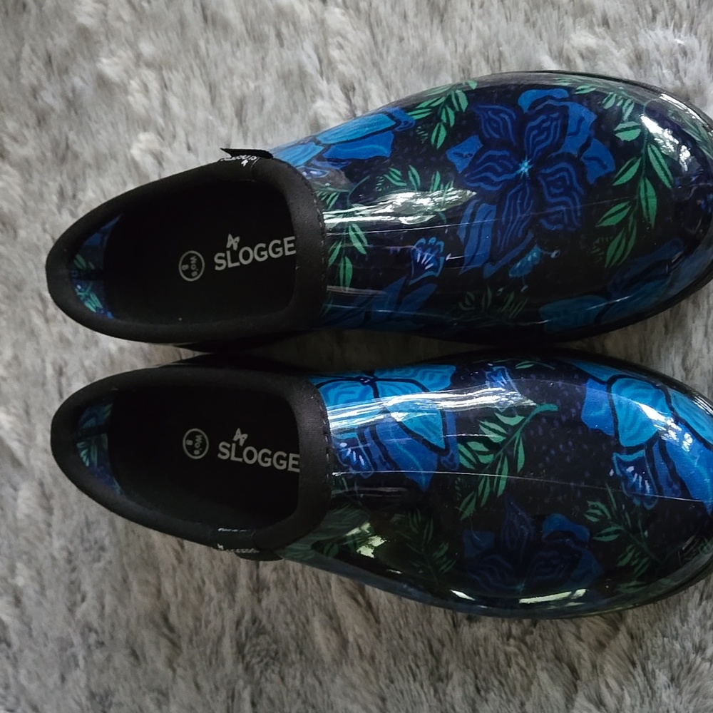 Sloggers Blue/Black Floral Print Gardening Shoes, Womens 8, Excellent Condition - Picture 8 of 10